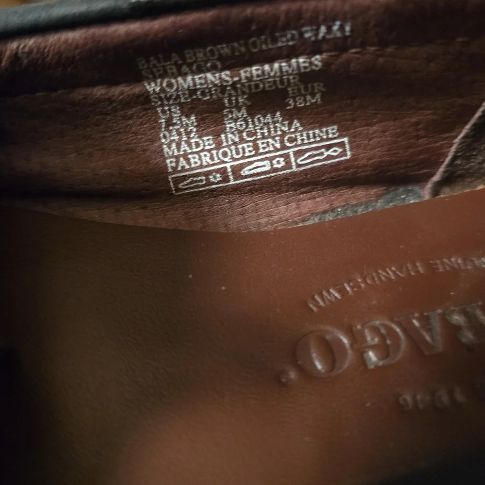 Sebago Bala Brown Leather Oiled Waxed Slip-on Loafers Shoes - Women Size 7.5 M - Picture 6 of 6